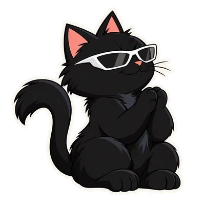 Pangea Cat clap reaction, with white sunglasses and a transparent background.