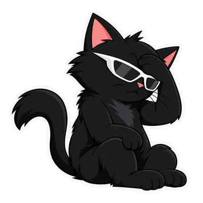 Pangea Cat facepalm reaction, with white sunglasses and a transparent background.