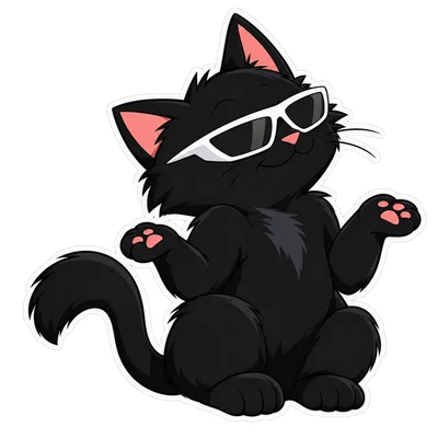 Pangea Cat shrug reaction, with white sunglasses and a transparent background.