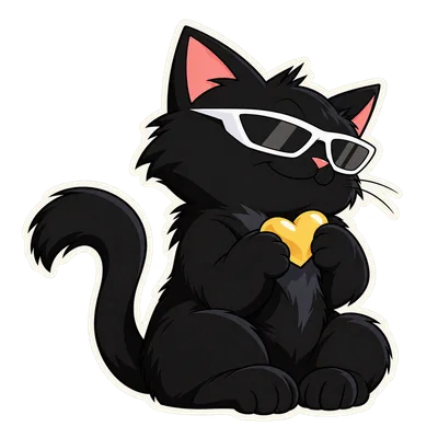 Pangea Cat thanks reaction, with white sunglasses and a transparent background.