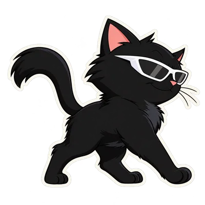 Pangea Cat walk reaction, with white sunglasses and a transparent background.